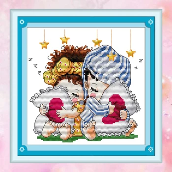 

Joy Sunday Chinese crossstitch kits set diy Sweet dream kids DMC14CT11CT cottonfabric home baby room hotel painting wholesale