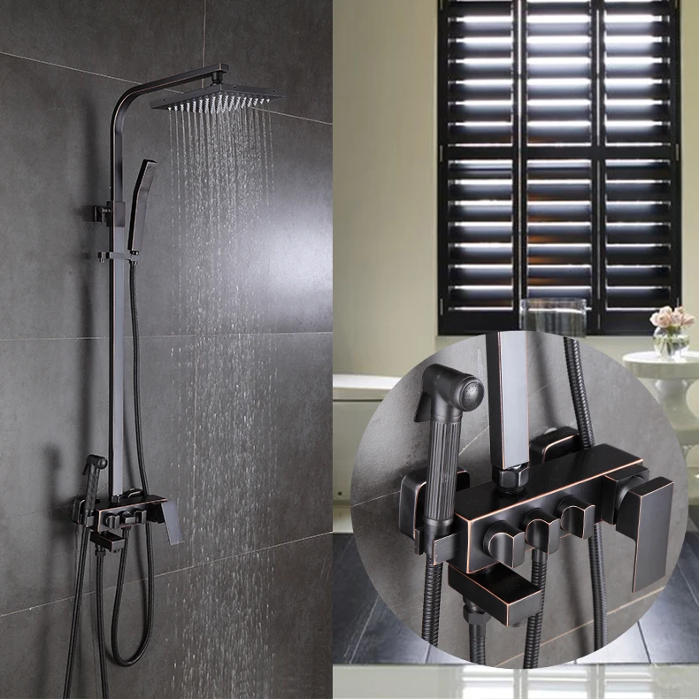 Europe style Bath & Shower Faucet high quality brass black Oil Brushed wall mounted shower