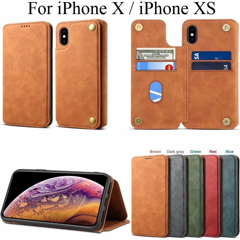 

Vintage Fashion Case for iPhone X XS wallet Cover iPhoneXS casing iPhoneX Soft TPU Silicone protector Card Slots Bag capa fundas