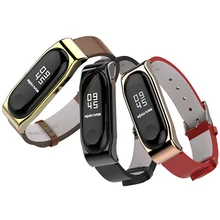 Из натуральной кожи mi Band 3 ремешок металлический для оригинальной Xiaomi mi ремешок 3 Кожаный браслет mi Band 3 браслеты Замена наручного ремня