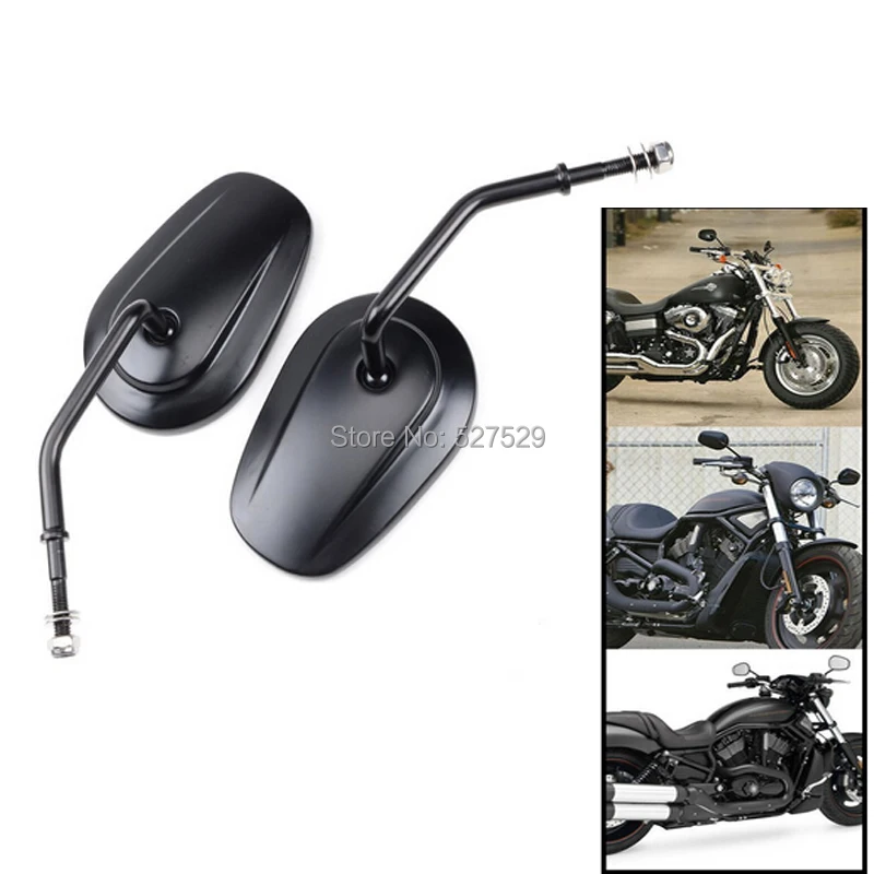 2PCS Motorcycle Mirror Aluminum Rear view Mirror End Black REARVIEW