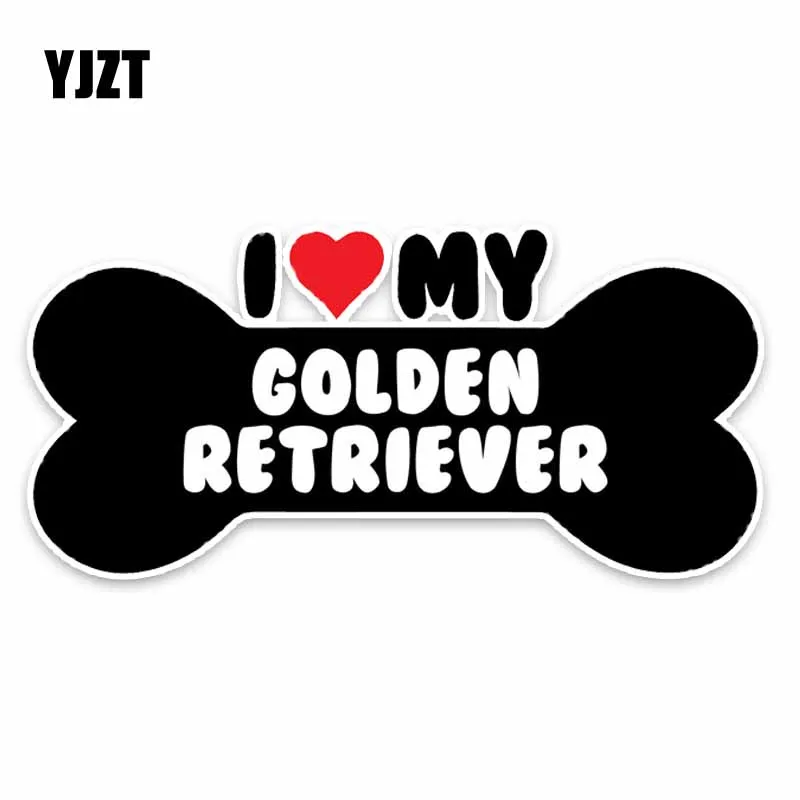 

YJZT 15*7.1CM I Heart My Golden Retriever Bone PVC Car Bumper Car Sticker Decals C1-4189