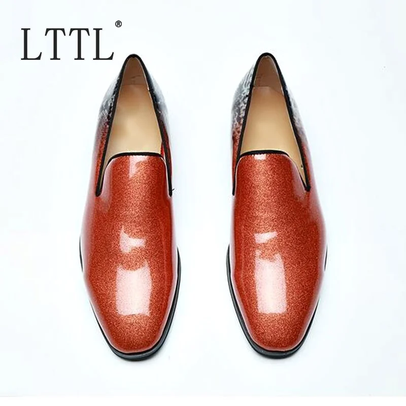 LTTL Designer Brand Patent Leather Loafers Handmade Fashion Slip On Shoes Men Casual Loafer Shoes Italian Style Mens Dress Shoes