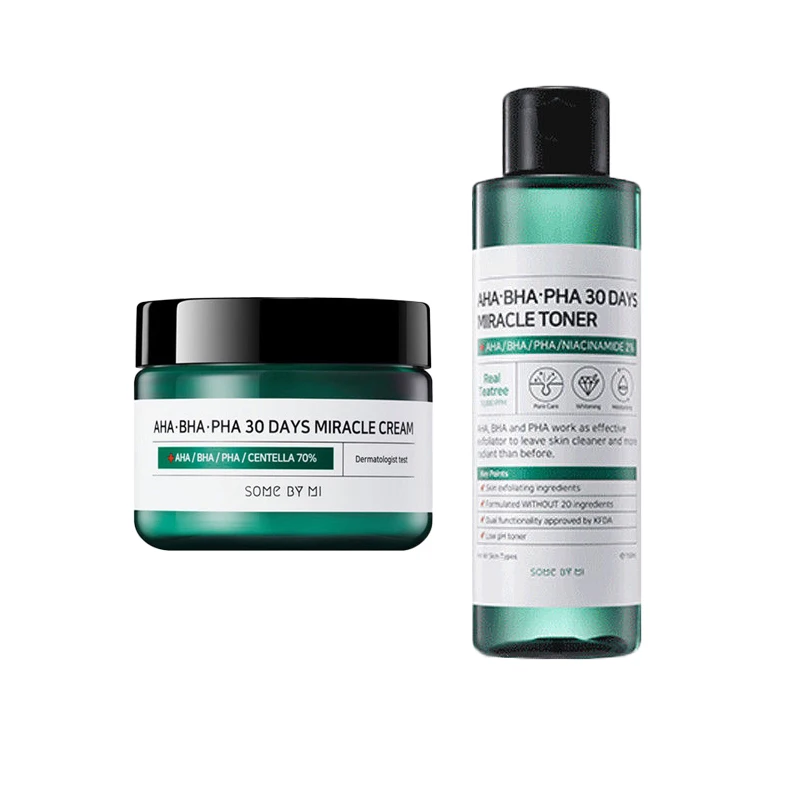 

SOME BY MI AHA BHA PHA 30 Days Miracle Cream + 30 Days Miracle Serum Face Care Blackheads Remove Acne Treatment Exfoliating