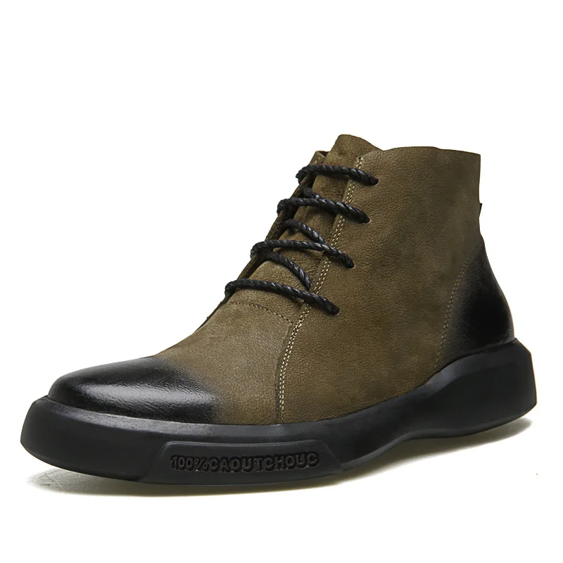 Для мужчин повседневная обувь высокая ботильоны роскошные кроссовки из натуральной кожи кроссовки на шнуровке зимние мужские ботинки Брендовая обувь на плоской подошве