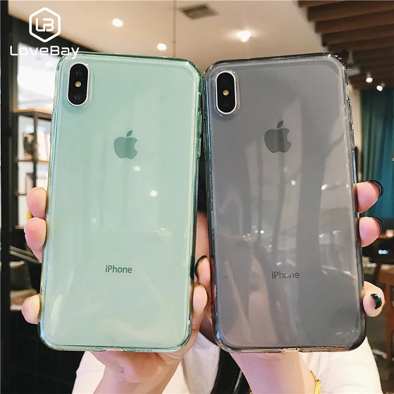 Lovebay прозрачный силиконовый чехол для телефона для iPhone 6, 6s, 7, 8 Plus, Xs, XR, XS Max, мягкий ТПУ прозрачный чехол для iPhone X, карамельный цвет, чехол