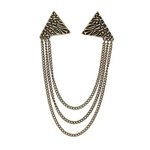 Triangle Chain Spike Stud Shirt Collar Neck Tip Gothic Pin Brooch Boho New|brooch wedding|pin ddr3brooch peacock |