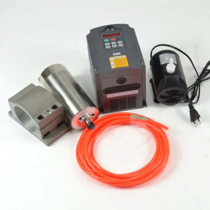 

1.5KW Water-cooled spindle ER11&1.5KW 110V inverter & ER11 collet & 65mm Clamp & 70W Water Pump & pipe