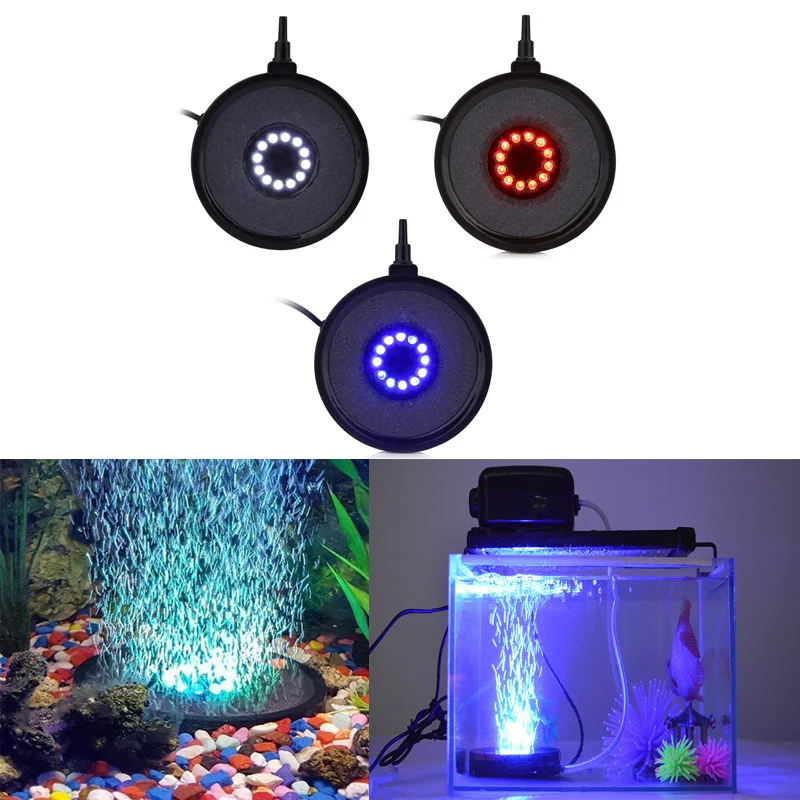 Светодиодная лампа для ландшафтного дизайна аквариума, светильник для аквариума, декоративный светильник для аквариума, воздушный круглый светильник с пузырьками, увеличивающий кислород, воздушный насос