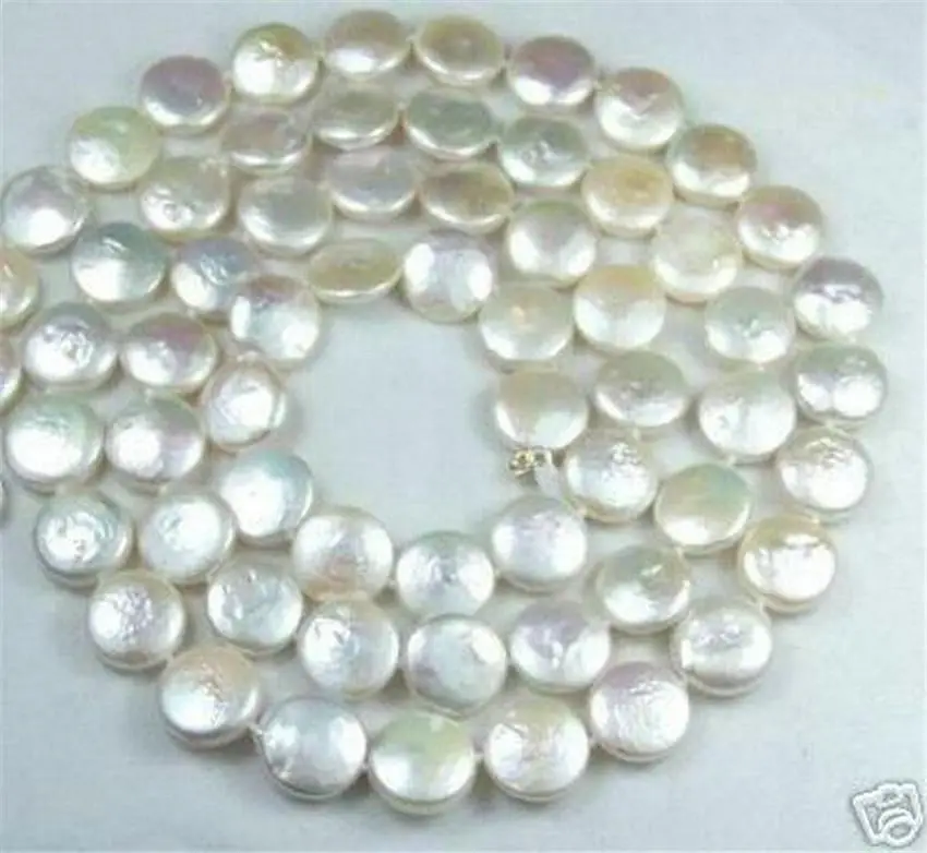 

Hot sale new Style >>>>>12MM White Coin Pearl Jewelry Gorgeous Necklace 30" AA