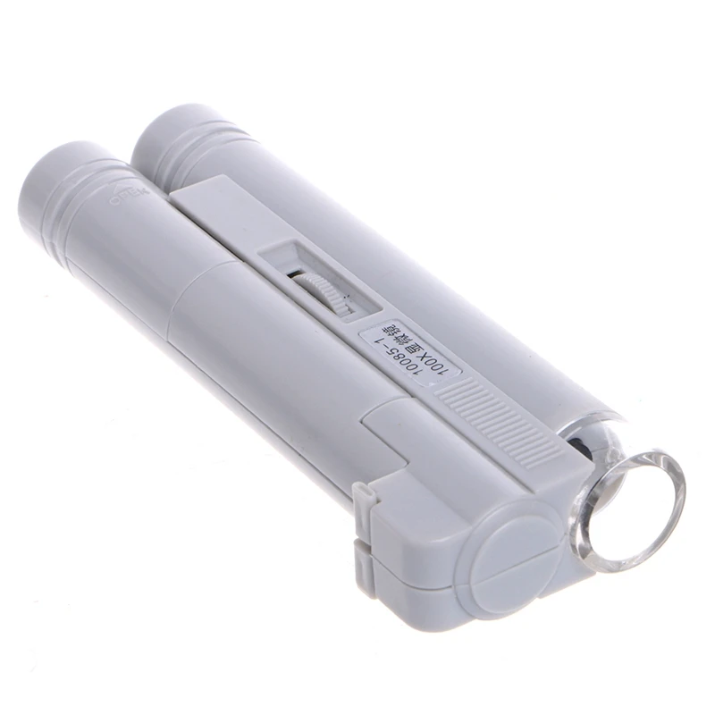 

100X Zoom Handheld Microscope LED Light Jewelry Magnifier Lens Loupe Pocket