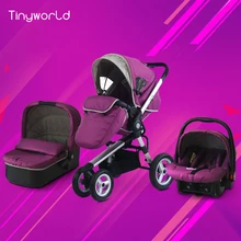 Tinyworld 3 в 1 детская коляска фиолетового цвета отправляется автокресло отправляется детская корзина для сна для детей от 0 до 4 лет