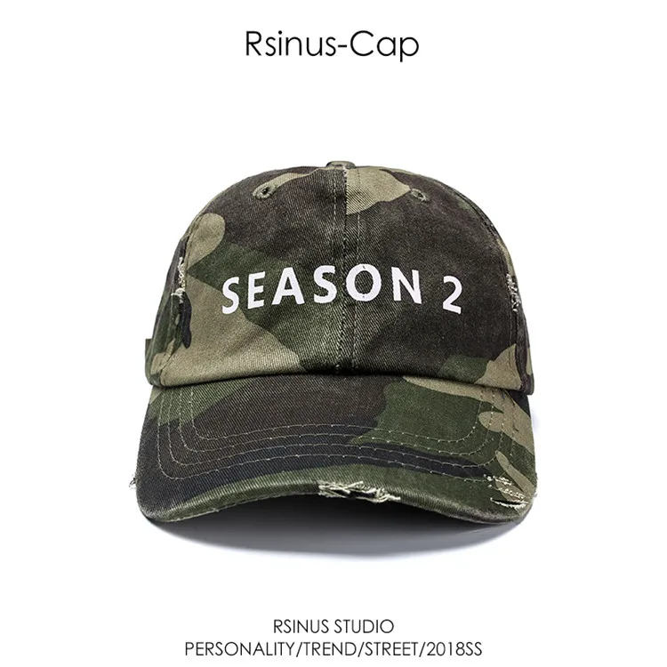 19SS камуфляжные уличные сезонные 2 кепки, регулируемые винтажные бейсболки Kanye West в стиле хип-хоп Харадзюку, 2 сезона, мужские и женские бейсболки