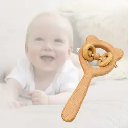 Детская буковая деревянная погремушка-грызунок Монтессори игрушки деревянная детская погремушка-грызунок FJ88