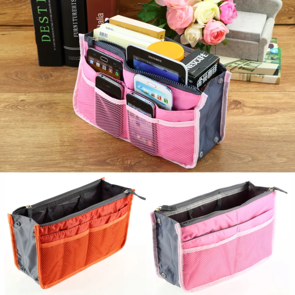 

2018 Women Organizer Cosmetic Bag Travel Beautician Make up Storage Bag Double Zipper Makeup Case for Cosmetics 15 Colors Bag