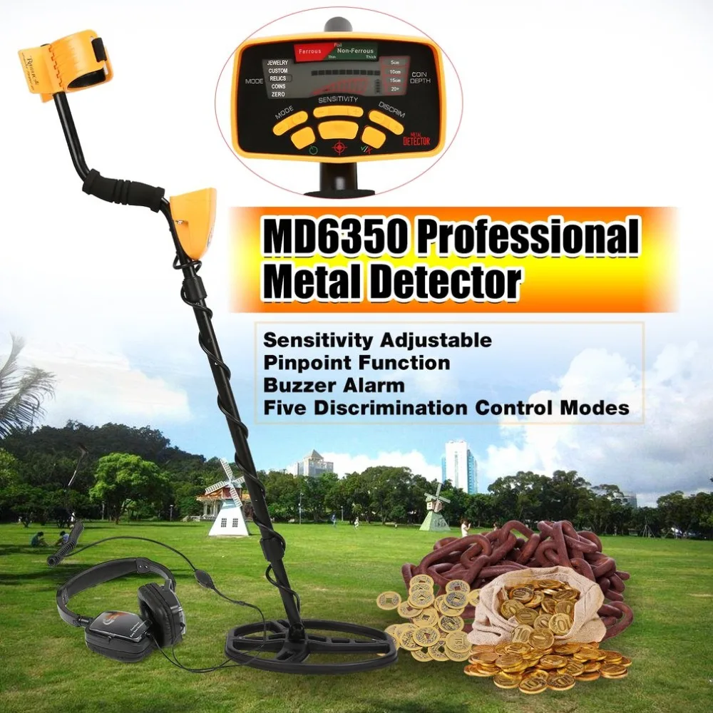 

Underground Metal Detector Professional MD6350 Gold Digger Treasure Hunter MD6250 Updated MD-6350 Pinpointer LCD Display