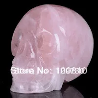 00680 Природный Розовый Кварц Кристалл Резные череп Высекая Healin