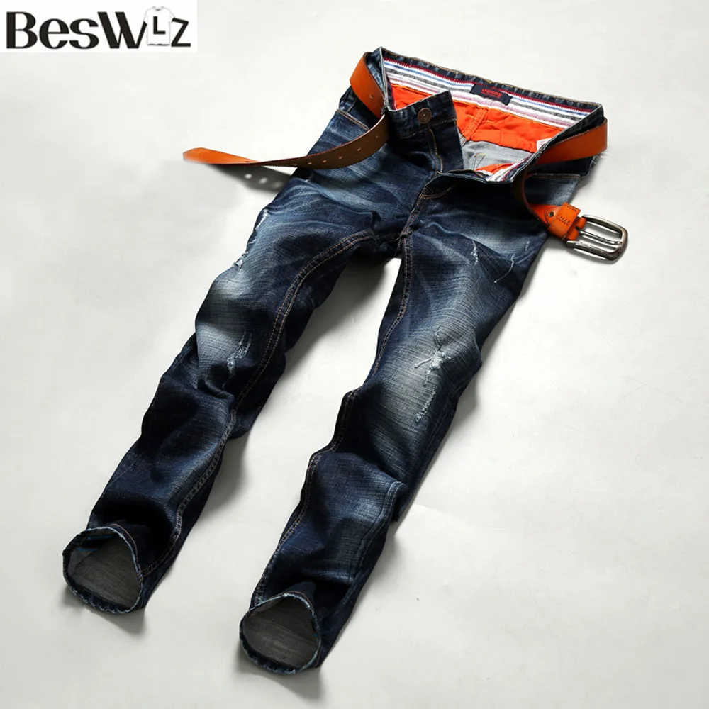 Buy Beswlz Men Denim Jeans Straight Slim Male Jeans