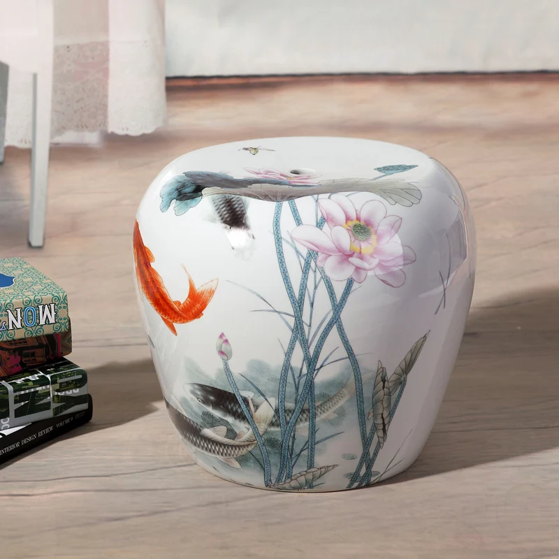 Маленькая Рыбная живопись Цзиндэчжэнь фарфоровый садовый стул керамический стул для туалетного стола барабан китайские фарфоровые табуреты