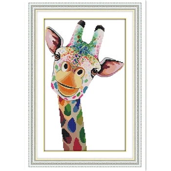 

Giraffe Embroidery Cross Set 11CT 14CT Printed On Canvas Painting Chinese Counted Cross Stitch Pattern Home Decoration DIY SET