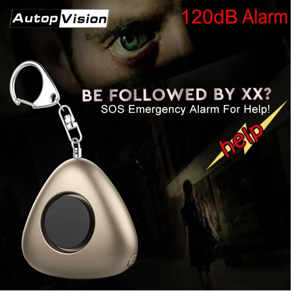 Wholesale 120dB SOS Alarm Keychain With LED Flashlight Mini Self