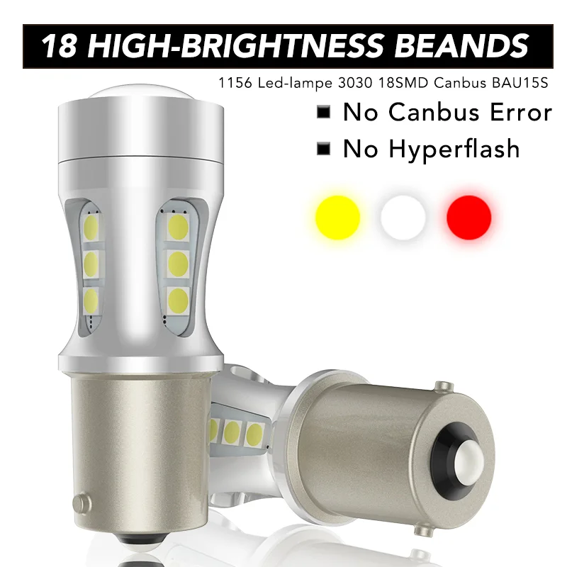

1156 LED Bulb 3030 18SMD Canbus BAU15S PY21W BA15S P21W LED Lamp For Car Turn Signal Lights White Amber Red Lighting 12V 24V