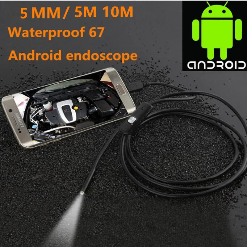 

USB Endoscope 6LED 5.5mm 5/10M Lens Waterproof Inspection Borescope for Android Focus Camera Lens USB Cable Endoscope