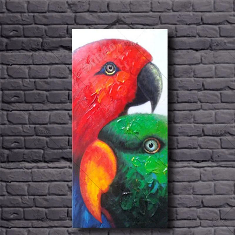 Wall-Art-Canvas-Painting-Parrot-Modern-Oil-Painting-Parrot-100-Hand-Painted-Animal-Bird-Canvas-Painting