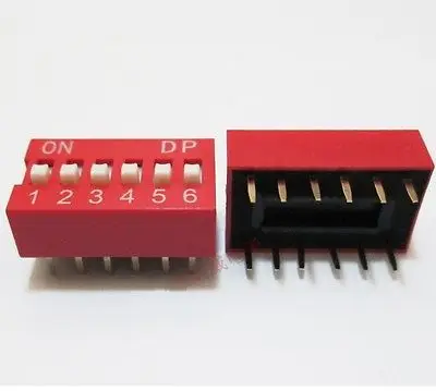 

50 Pcs Slide Type Switch Module 2.54mm 6-Bit 6 Position Way DIP Red Pitch