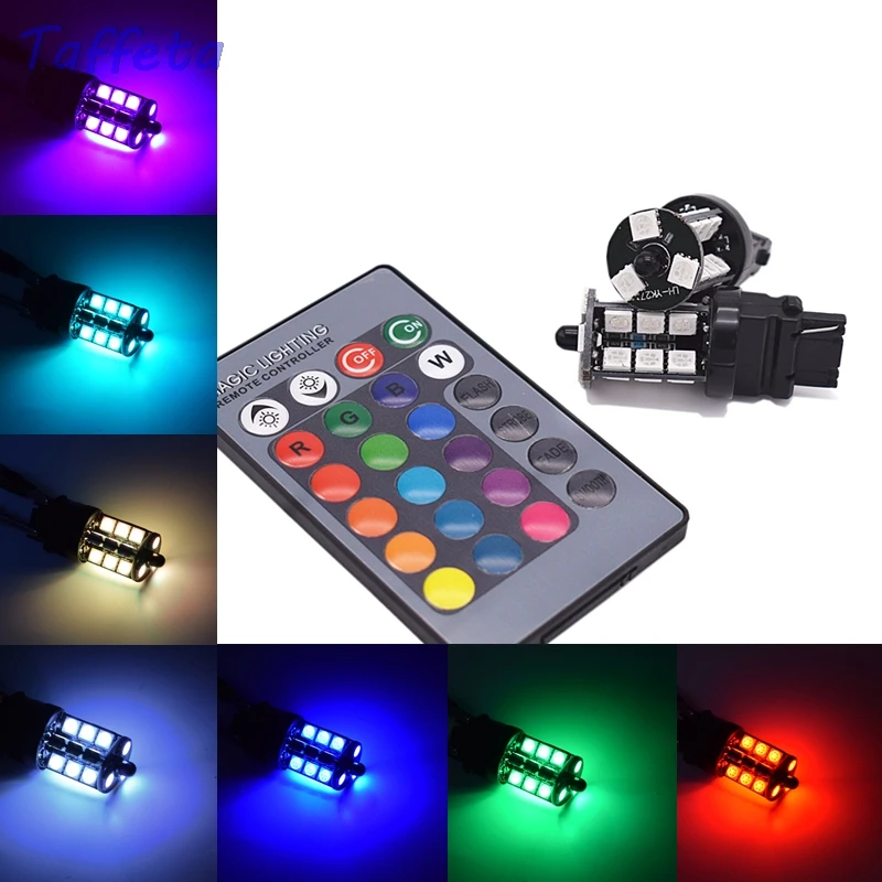 2 шт 12V T25 3156 27SMD 5050 мульти Цвет RGB светодиодный Замена тормозной диск DRL Резервное