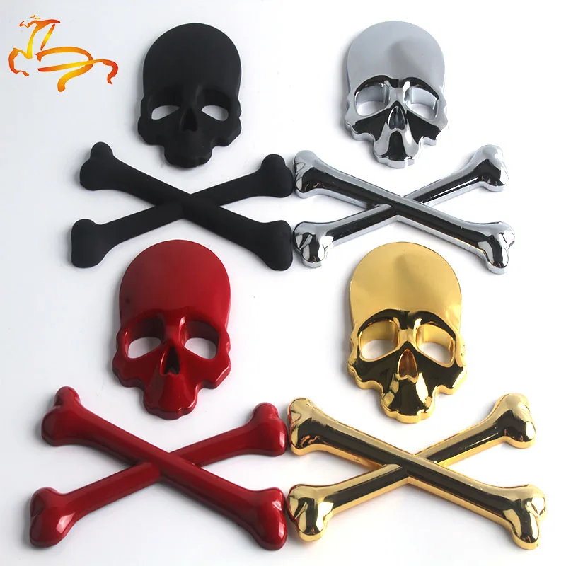 

3D Metal Skull Skeleton Crossbones Car Motorcycle Sticker Truck Label Emblem Badge Car Styling Decoration Accessories