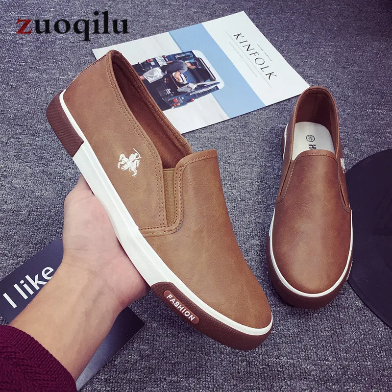 

Men Casual Shoes 2019 Spring Pu Slip-On Breathable Flat Loafers Shoes White Comfortable Casual Shoes Men Zapatillas hombre