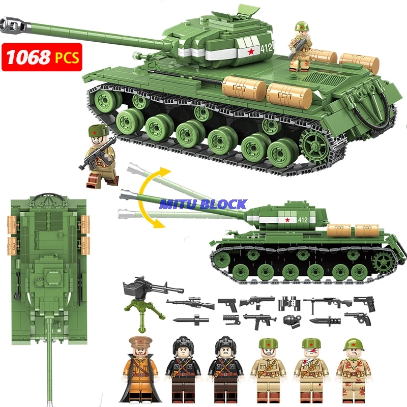 

1068Pcs Ww2 Military Is-2M Heavy Tank Building Blocks Sets Compatible Legoingly Russian Army Soliders Weapons Bricks Boy Toys