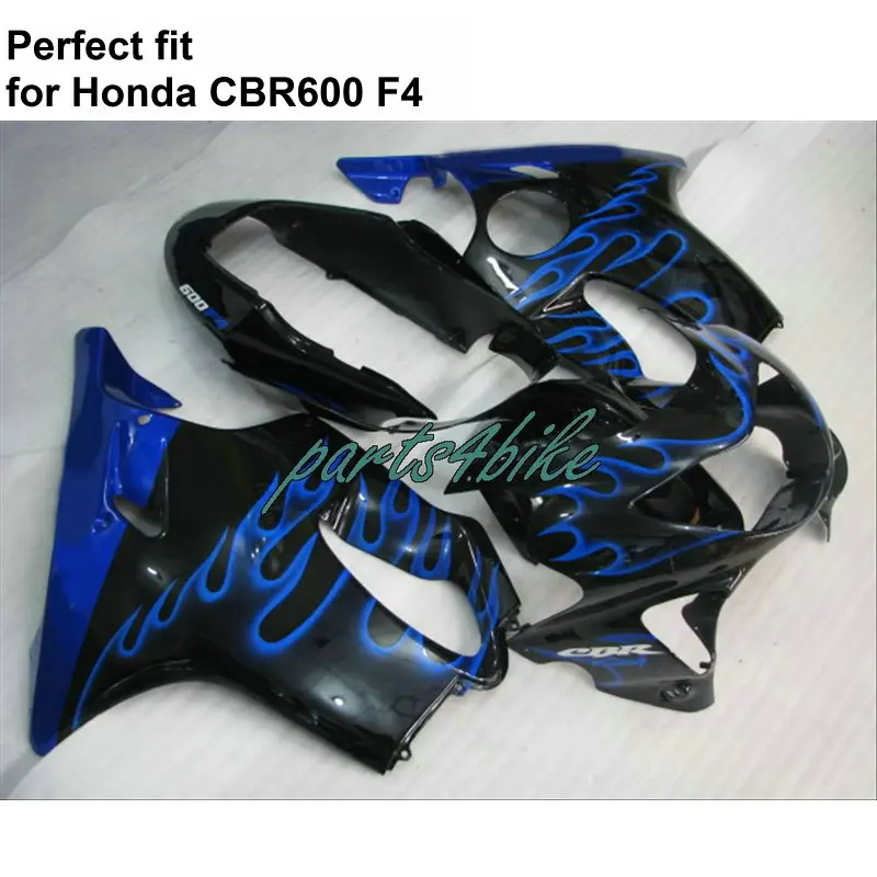ABS plastic fairings for Honda CBR600 F4 1999 2000 blue flames black