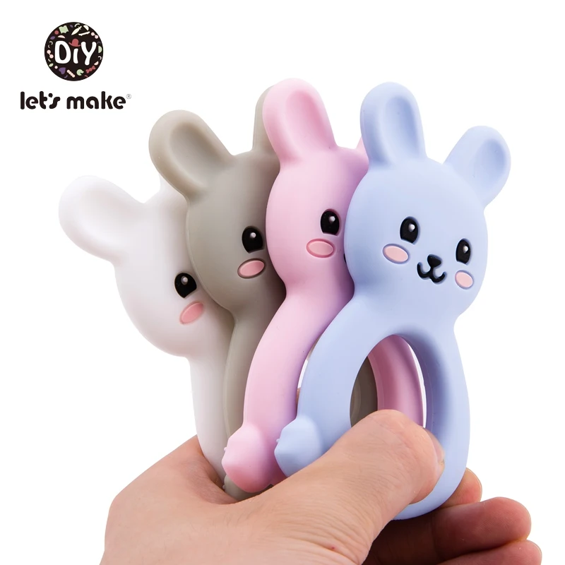 Let's make Silicone Teethers Food Grade DIY 5 pcs Baby Shower Gift Birth Cartoon Rabbit Teether For Teeth Baby Product Teething - Цвет: Color mixing