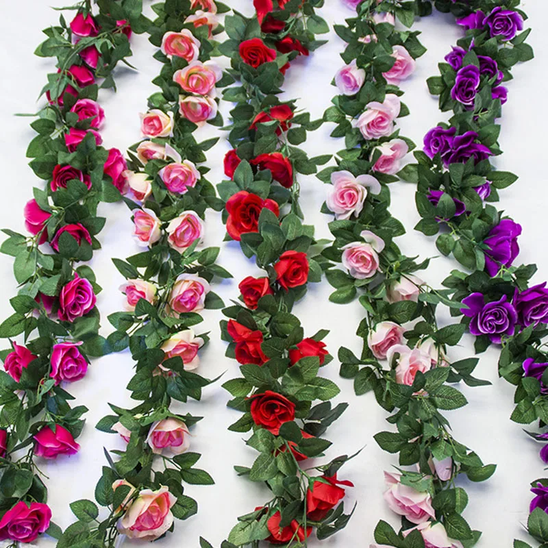 2.4m/7.8ft Artificial Silk Rose Flower Wisteria Vine Rattan Hanging Flower Garland for Wedding Party Home Garden Decoration 2.4m/7.8ft Artificial Silk Rose Flower Wisteria Vine Rattan Hanging Flower Garland for Wedding Party Home Garden Decoration
