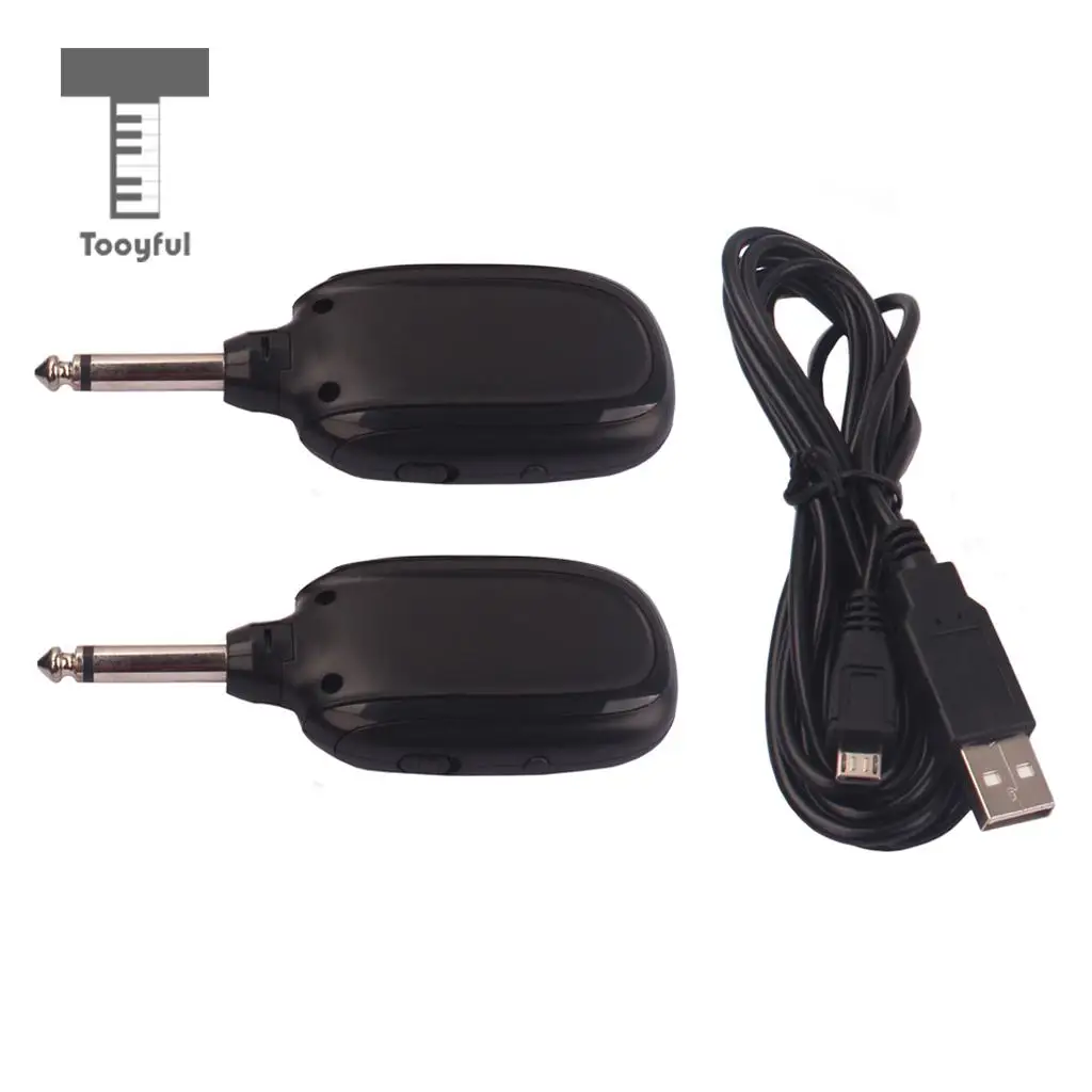 Tooyful UHF Wireless Digital Audio Transmitter Receiver System USB Cable for Guitar Bass Ukulele Mandolin Musical Instrument