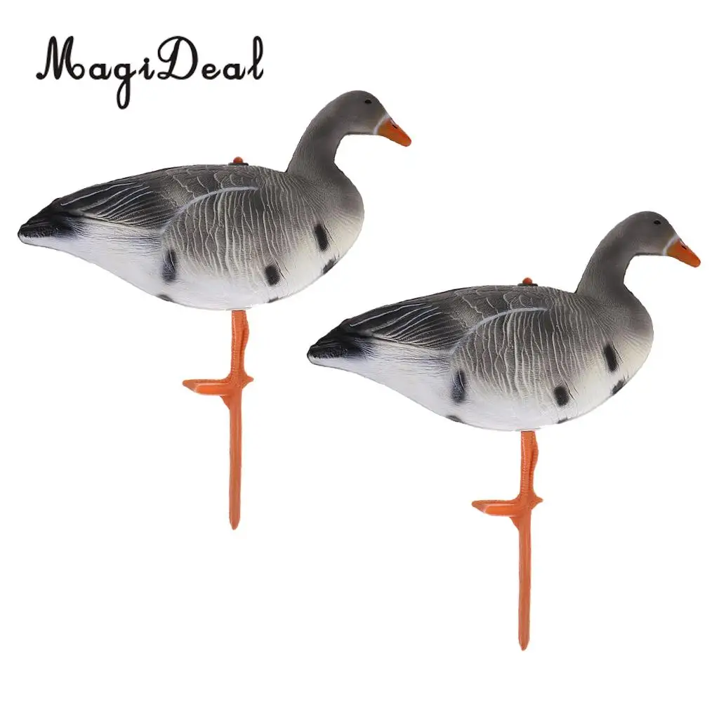 MagiDeal 2 Pieces Portable Lifelike Full Body Resting Goose Hunting Decoys Lawn Garden Yard Decors Hunter Greenhand Gears 