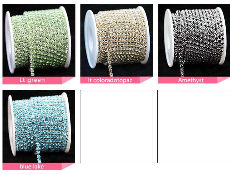 buy sewing supplies online 10yard 1Row ss6 ss12 ss16 colour Crystal Glass rhinestone Silver Cup claw close chain sewing Trim craft for Garment accessories Sewing Needles