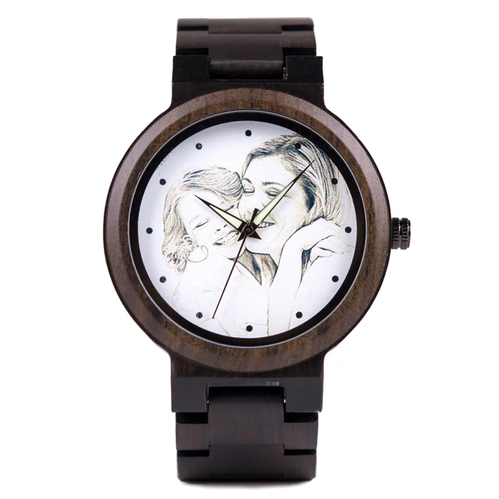 УФ печать дизайн настроить клиентов фотографии добавить на деревянные часы деревянные бамбуковые часы на заказ Печать OEM