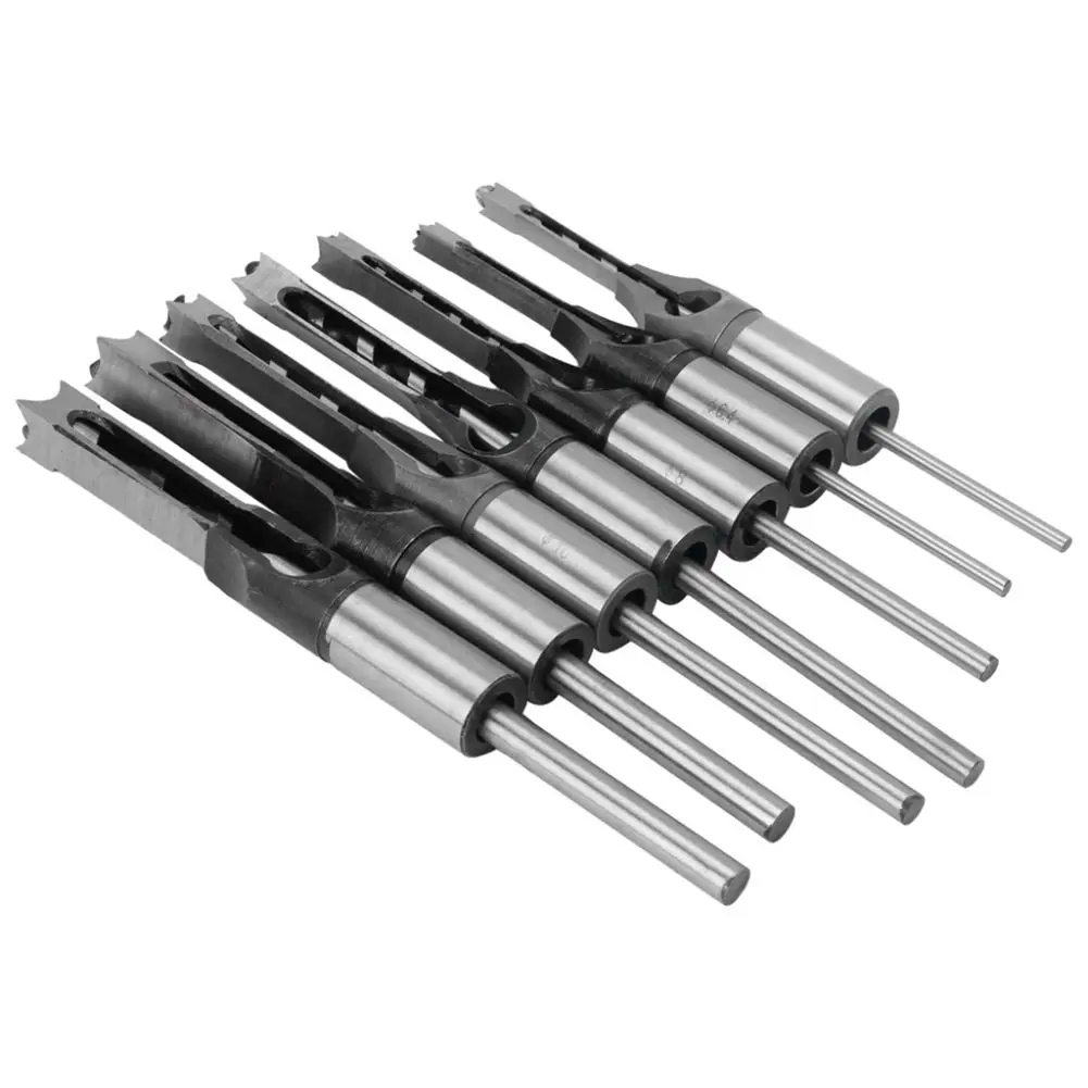 

AYHF-7pcs 1/4 to 1/2 Square Hole Drill Bit 45 Steel Mortising Drilling Woodworking Tools