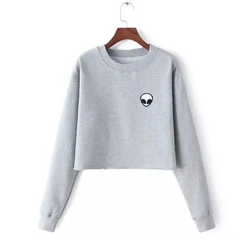Alien crop top mujeres sudadera con capucha sudadera