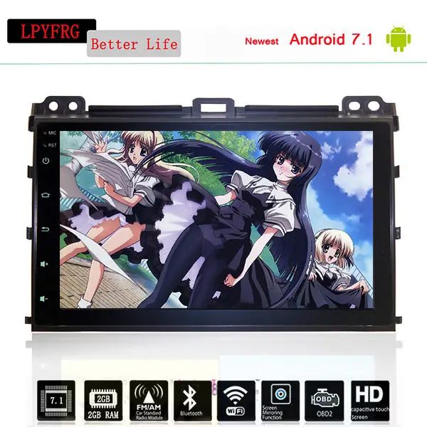 Автомобильный DVD плеер Prado 2 Din android 10 ОЗУ 4G экран 9 дюймов 1024*600 GPS навигация для Toyota