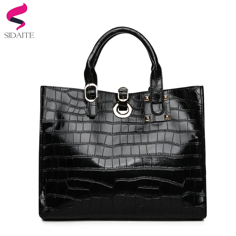 

Luxury Women Designer Crocodile Purses And Handbags High Quality Rivet Shoulder Bag Vintage Female Leather Composite Tote Bag