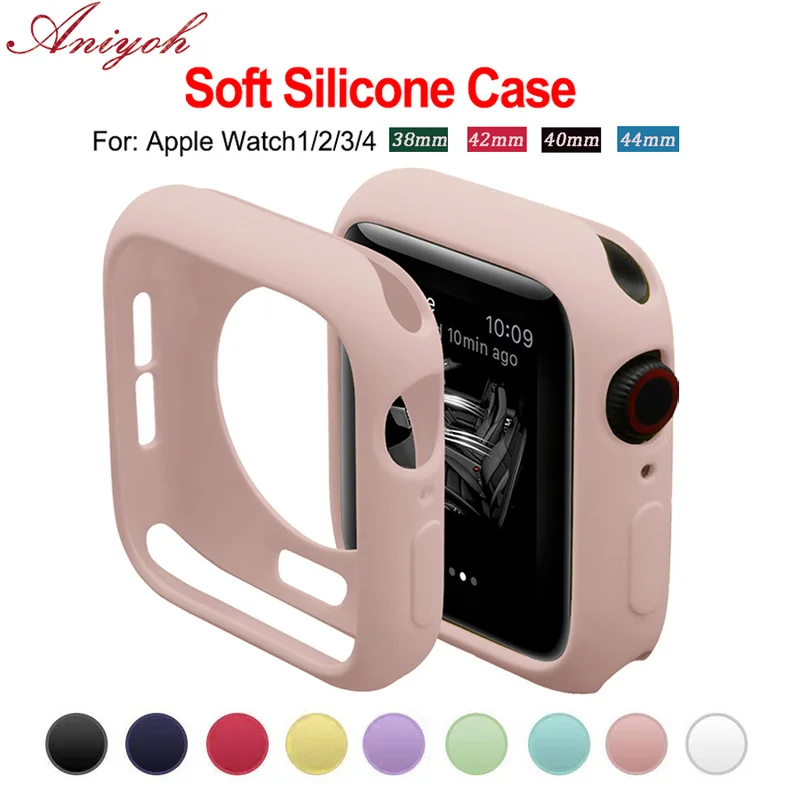 

Aniyoh Soft TPU Silicone Case For Apple Watch 40mm 44mm Silicone Protective Cover Case For Apple Watch 38mm 40mm Series 4 3 2 1