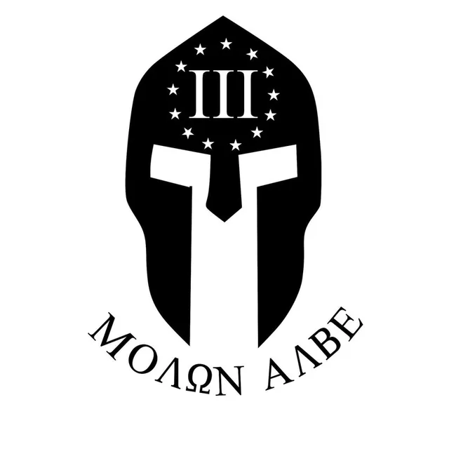 Spartan Helmet Molon Labe American Flag Decal Sticker | Custom Made In