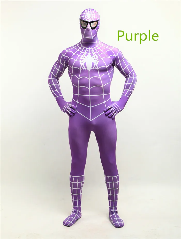 Хэллоуин костюм Человек-паук из лайкры костюмы, костюмы zentai - Цвет: Purple