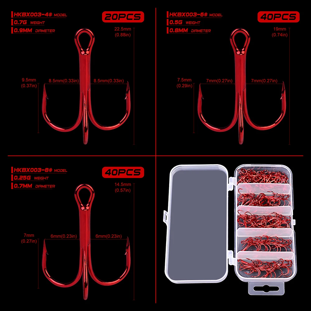 100 шт./кор. рыболовные снасти 4#-20 шт.+ 6#-40pc+ 8#-40 шт. бронзовых морских рыболовных крючков высокого качества тройными крючками