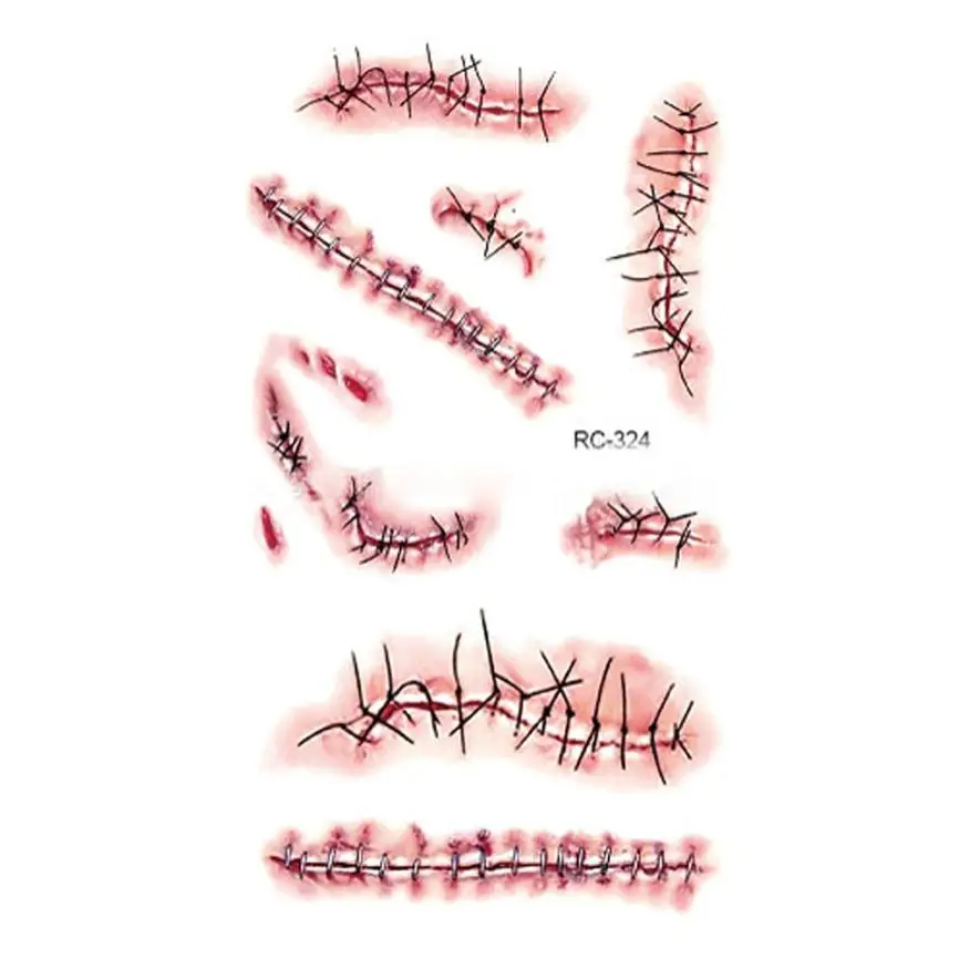 Halloween Horror Bloody Scar Tattoo Sticker 828 photo