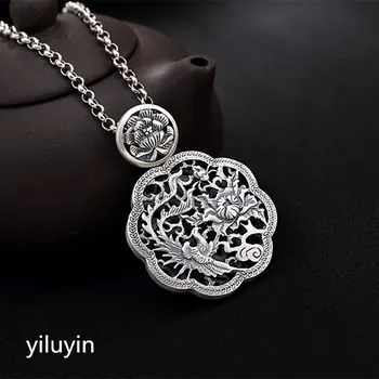 

KJJEAXCMY Fine jewelry, S990 leaf, lotus leaf, hand picked silk, hollowed out sterling silver, Thai old lady pend